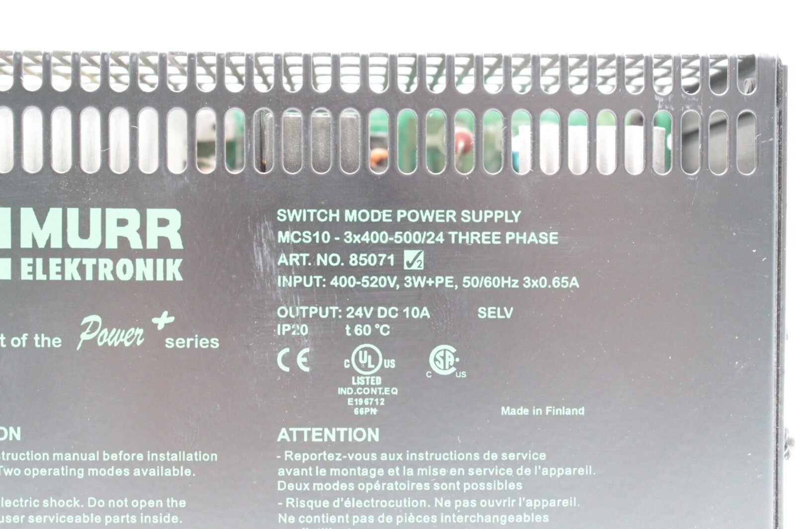Murr Elektronik MCS10-3x400-500/24 3-Phase Switching Mode Power Supply (Read)