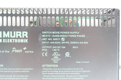 Murr Elektronik MCS10-3x400-500/24 3-Phase Switching Mode Power Supply (Read)