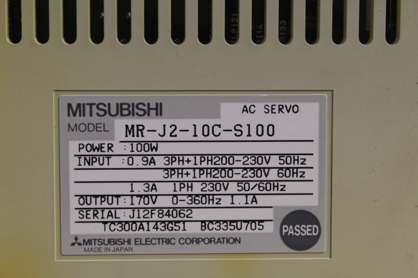 Mitsubishi MR-J2-10C-S100 Servo Drive
