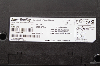 Allen-Bradley 1756-OF8 ControlLogix 8 Point Analog Output Module