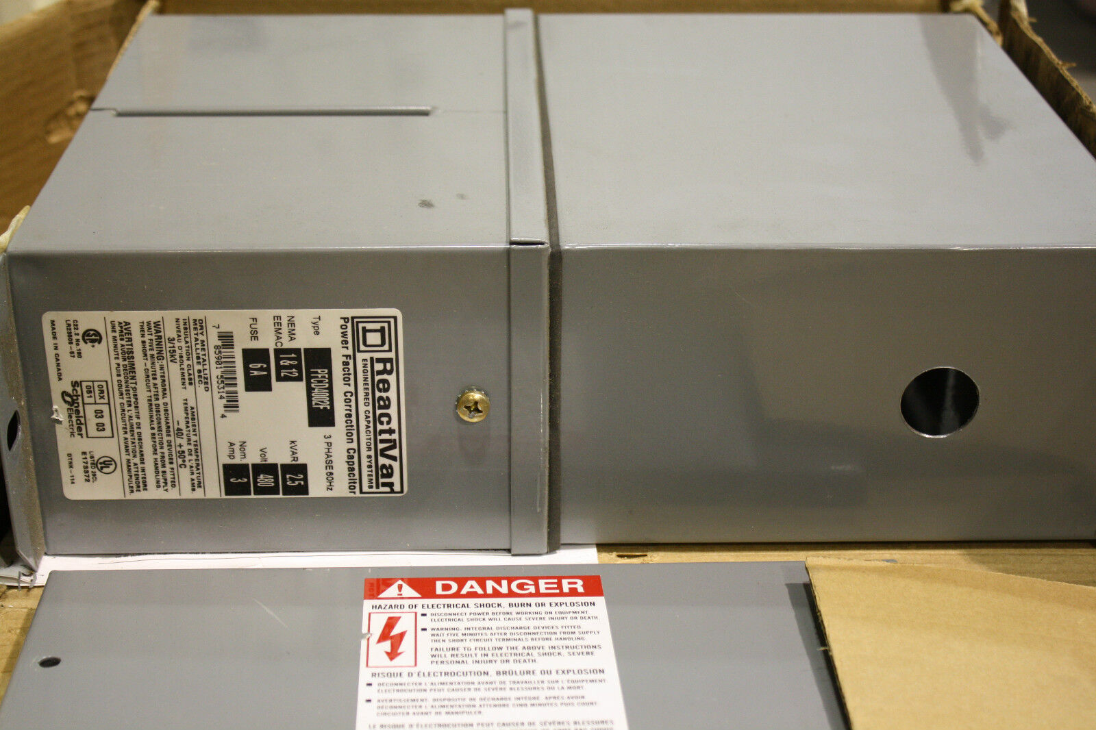 SQUARE D PFCD4002F REACTIVAR POWER FACTOR CORRECTION CAPACITOR