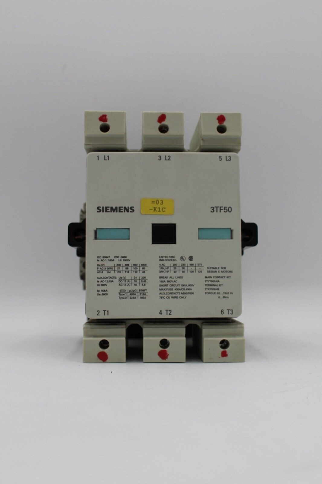 Siemens 3TF5022-OAK6 AC Contactor