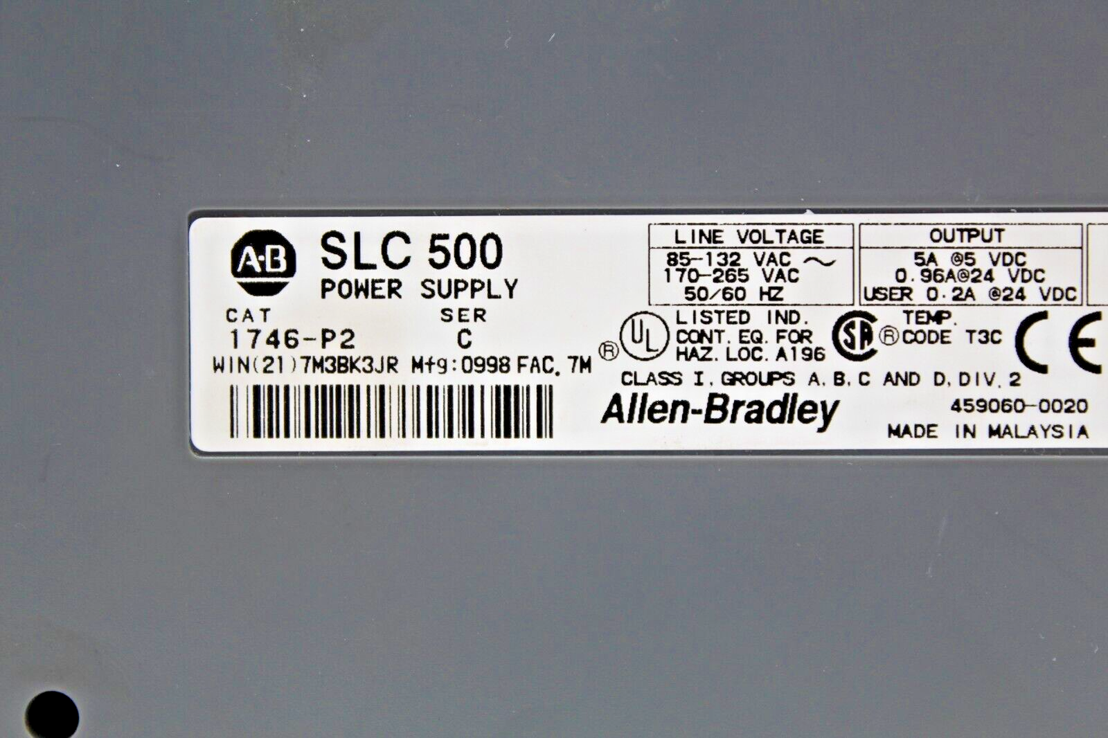 Allen-Bradley 1746-P2 /C SLC 500 Power Supply
