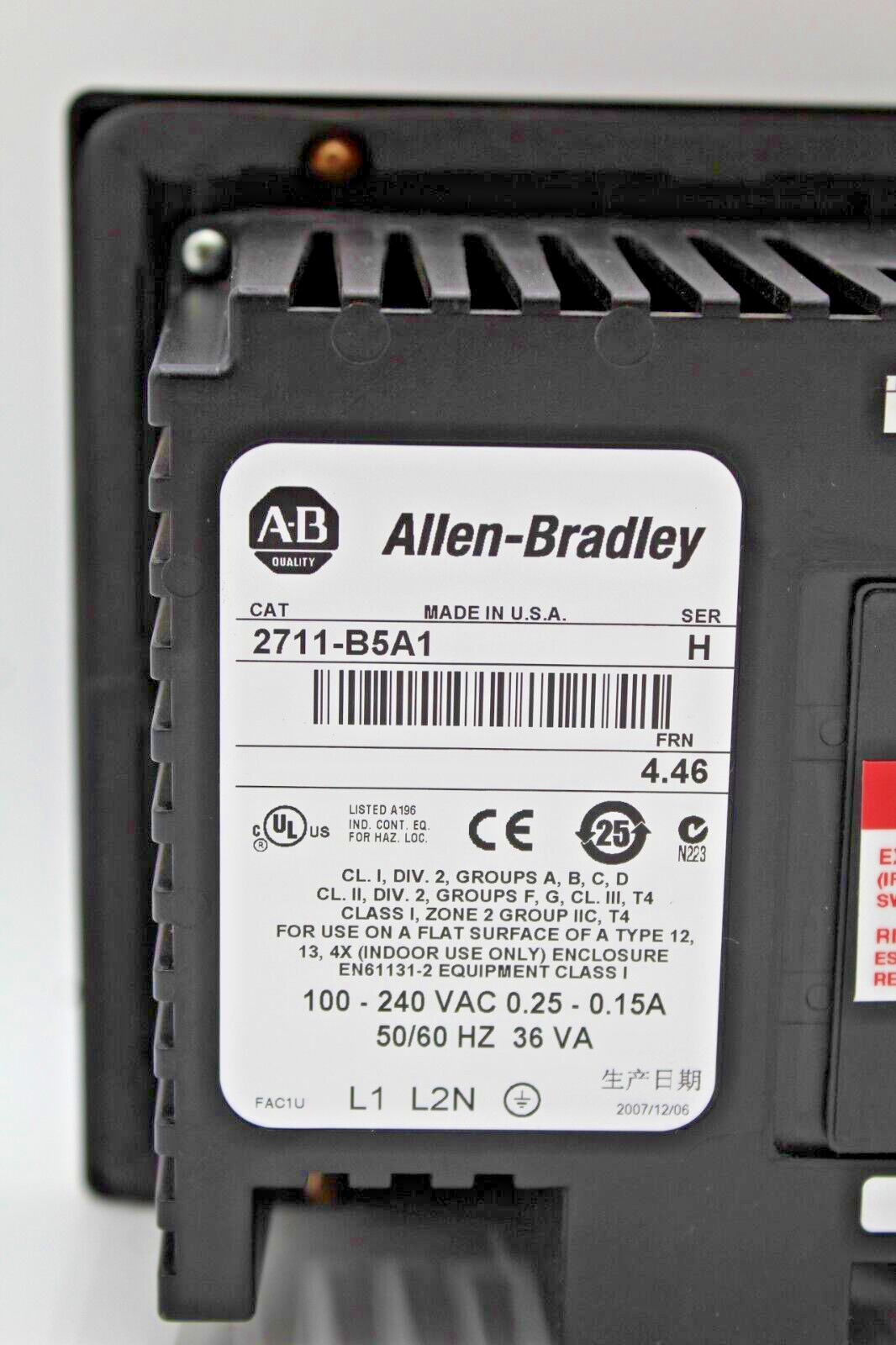 Allen-Bradley 2711-B5A1 /H PanelView 550 HMI Panel