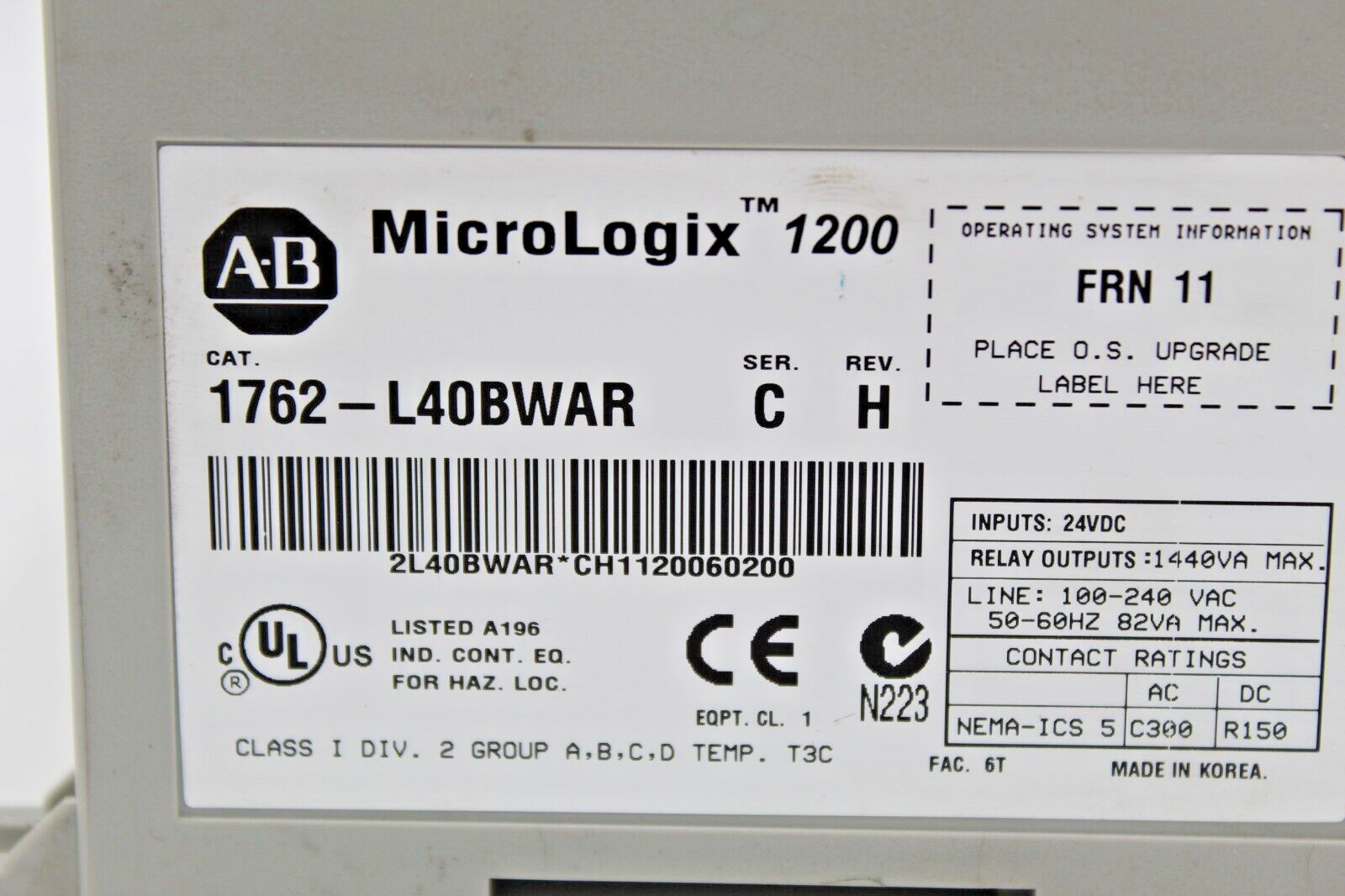 Allen Bradley 1762-L40BWAR Controller