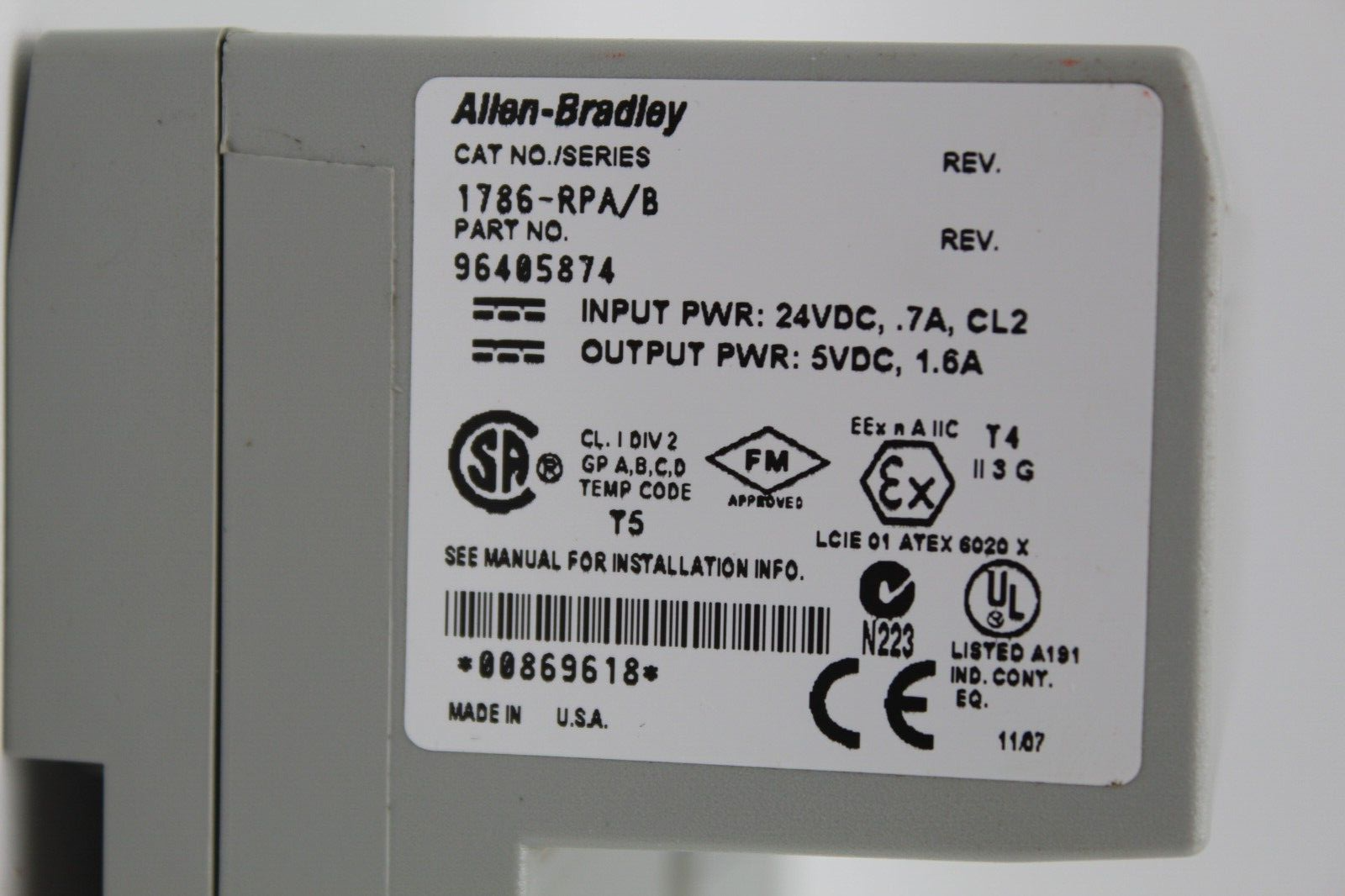 Allen Bradley 1786-RPA/B Repeater Adapter