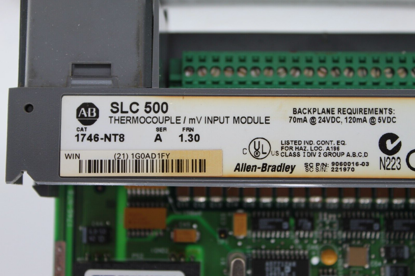 Allen-Bradley 1746-NT8 SLC 500 Thermocouple/ mV Input Module (No Door)