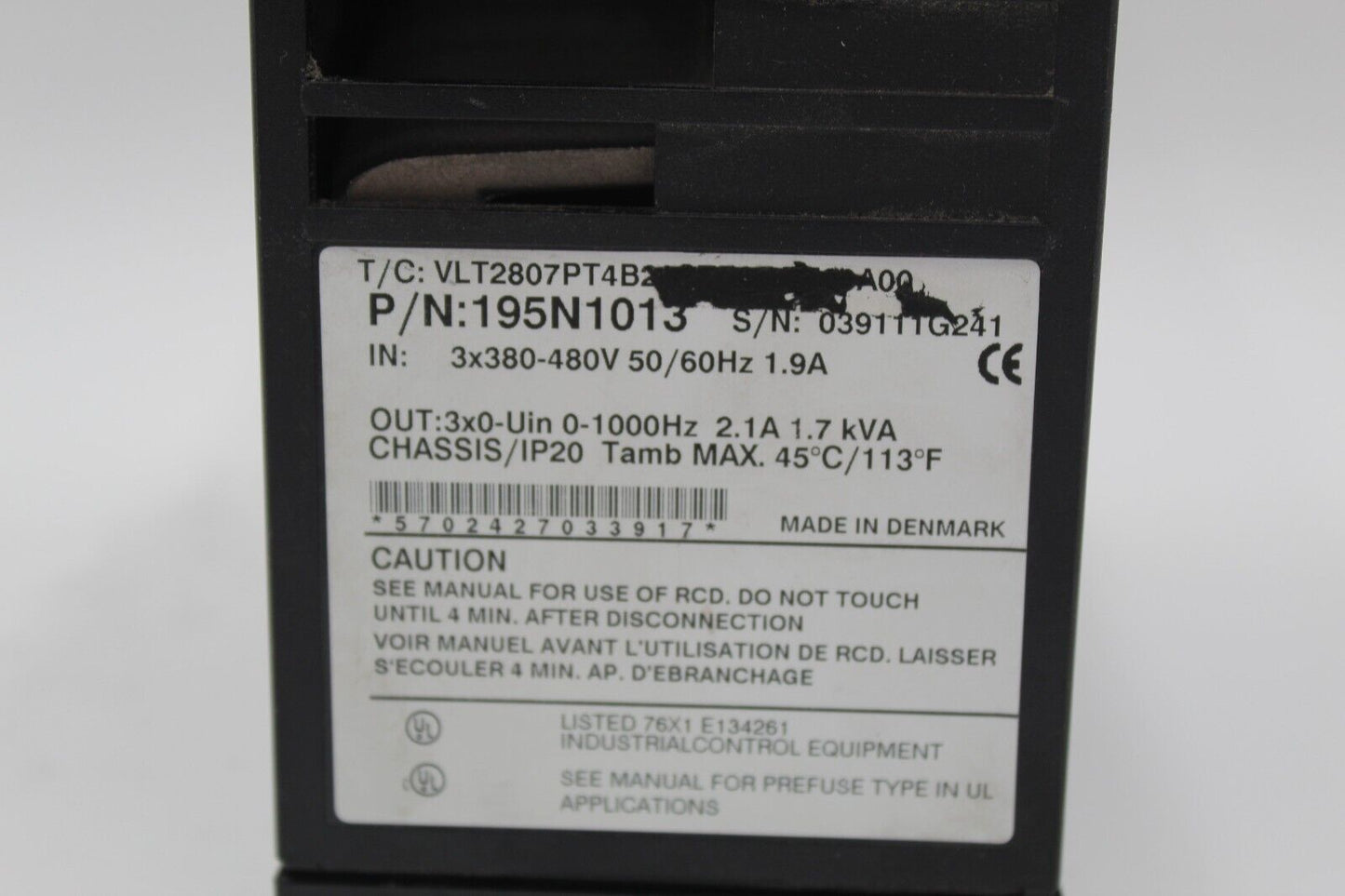 Danfoss 195N1013 Variable Speed Inverter Drive *No Wire Harness