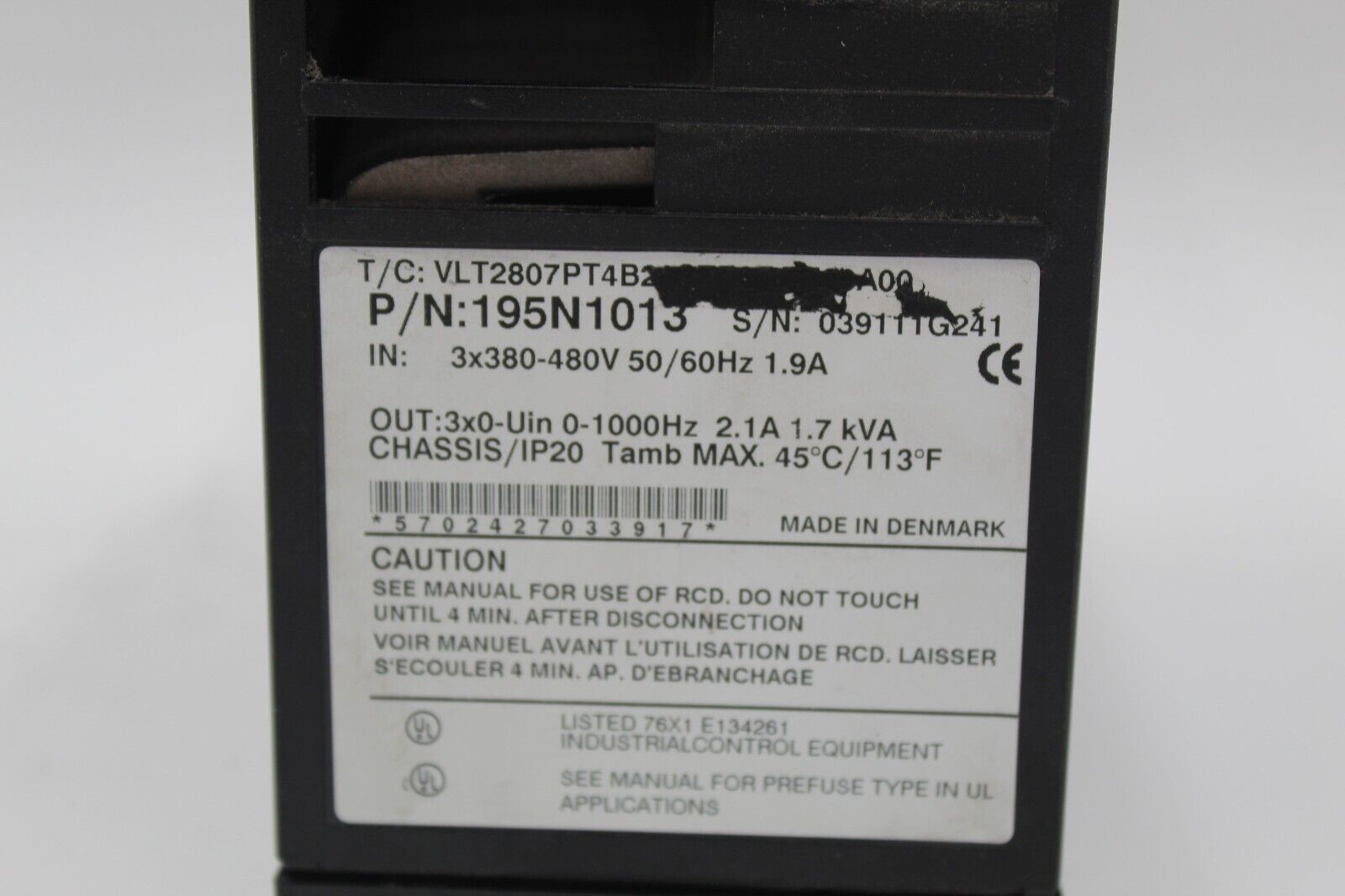 Danfoss 195N1013 Variable Speed Inverter Drive *No Wire Harness