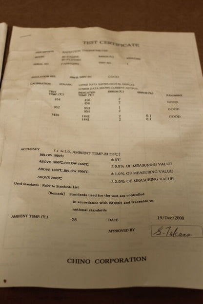 CHINO IR-FAQINL IR-FL2AN02 RADIATION THERMOMETER