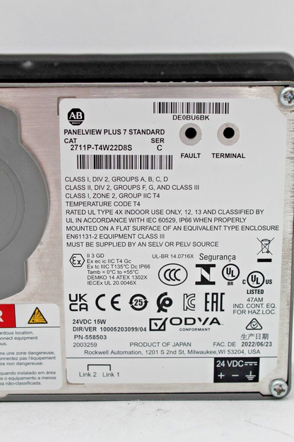 Allen-Bradley 2711P-T4W22D8S PanelView Plus 7 Standard Operator Panel