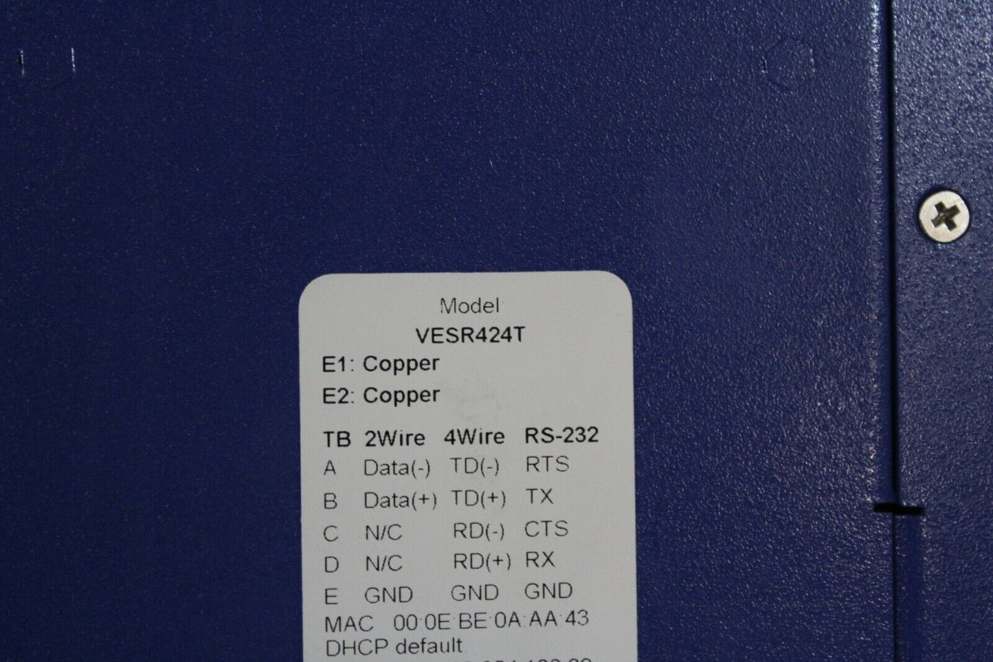 VLinx VESR424T Ethernet