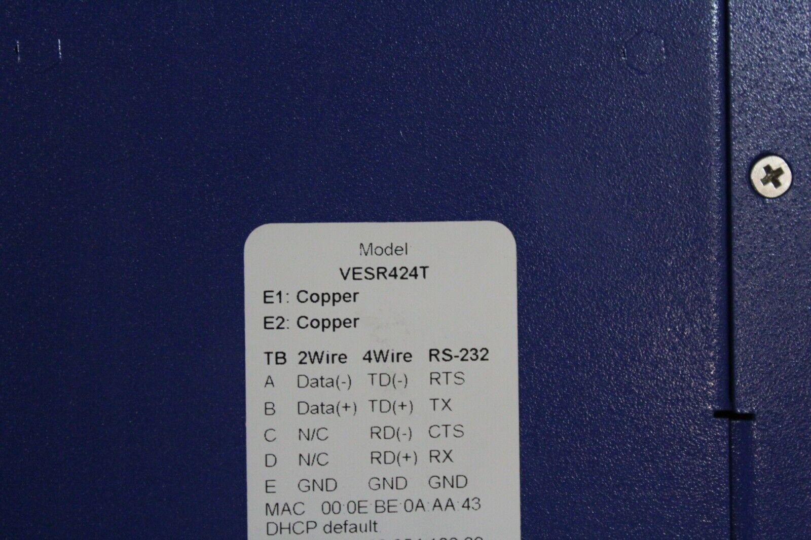 VLinx VESR424T Ethernet