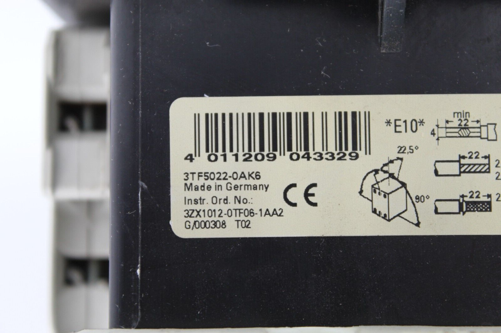Siemens 3TF5022-OAK6 AC Contactor