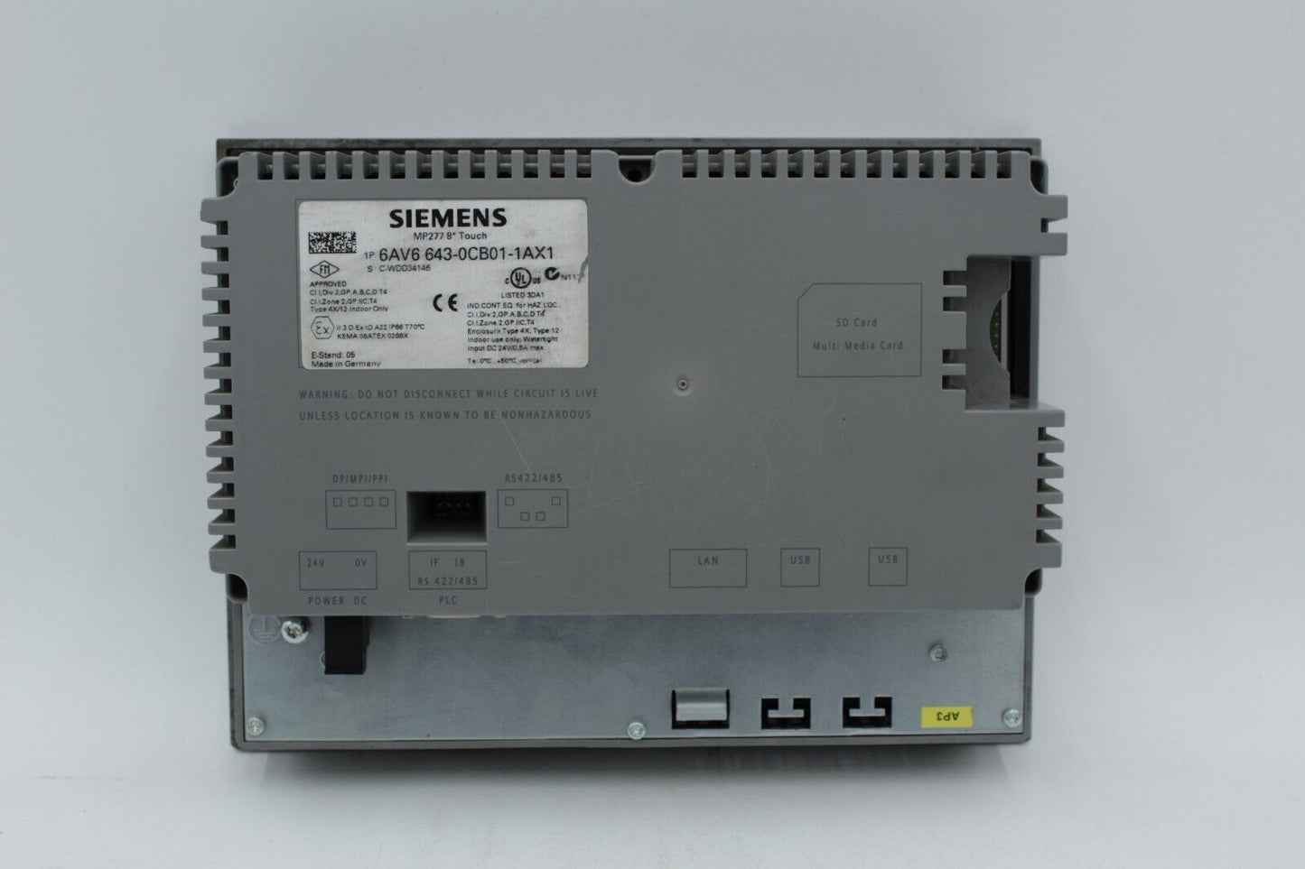 Siemens 6AV6643-0CB01-1AX1 Simatic MP 277 8" Operator Interface Panel READ 3