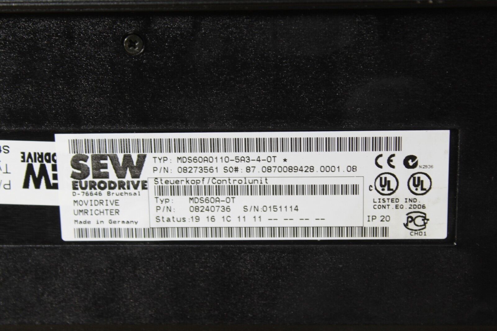 Sew EuroDrive MDS60A0110-5A3-4-0T MoviDrive 110hp