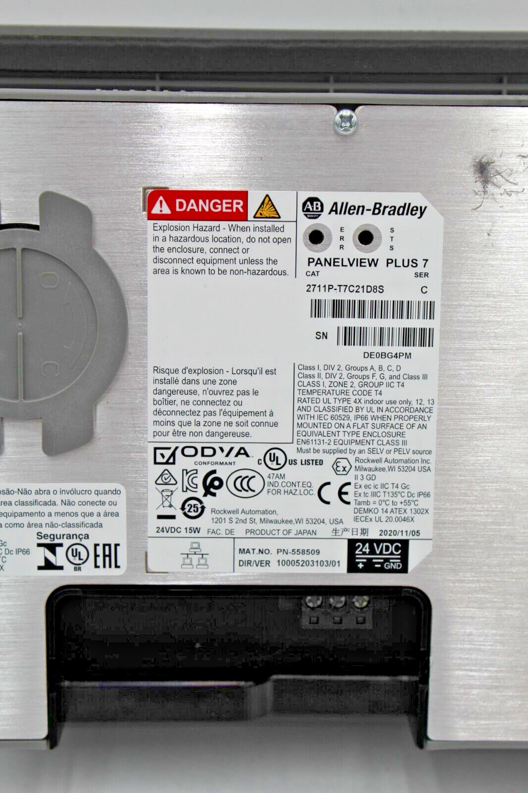 Allen-Bradley 2711P-T7C21D8S PanelView Plus 7 Operator Interface Panel (READ!)