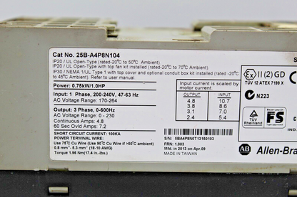 Allen-Bradley 25B-A4P8N104 Powerflex 525 Variable Frequency Drive (S)