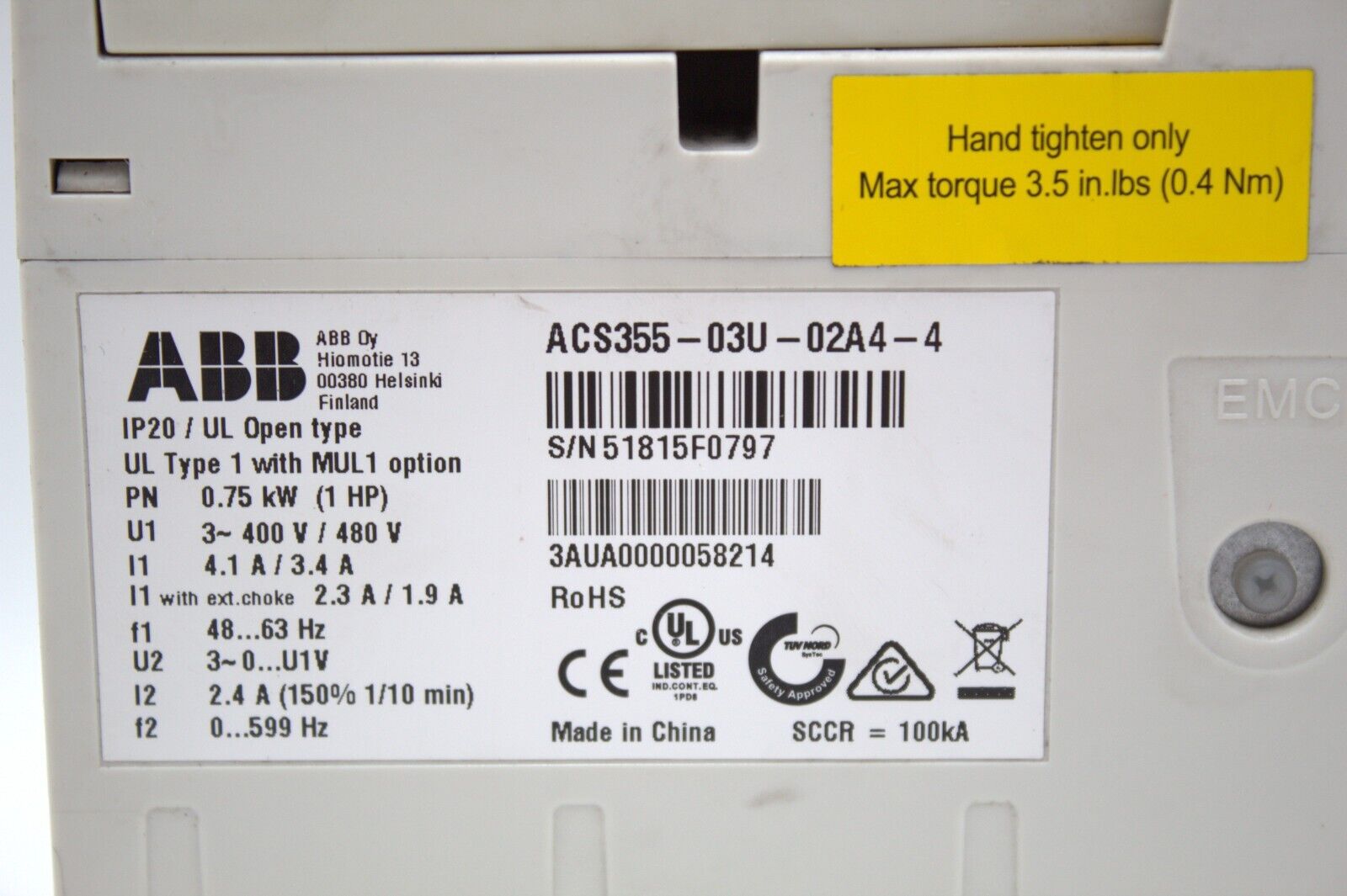 ABB ACS355-03U-02A4-4 Variable Frequency Drive