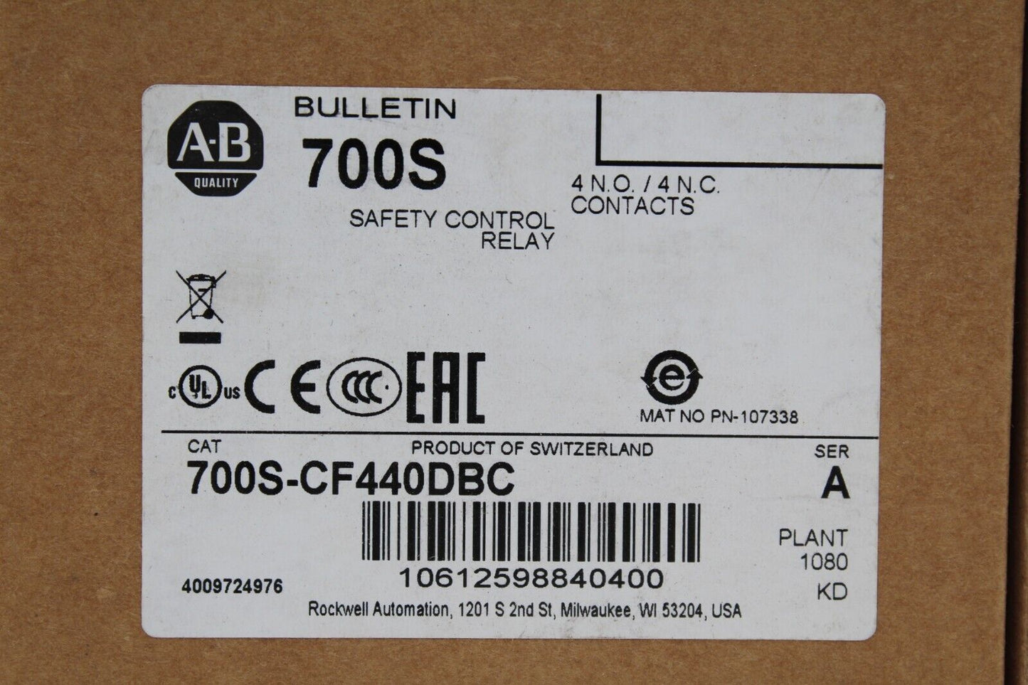 Allen Bradley 700S-CF440DBC Safety Control Relay