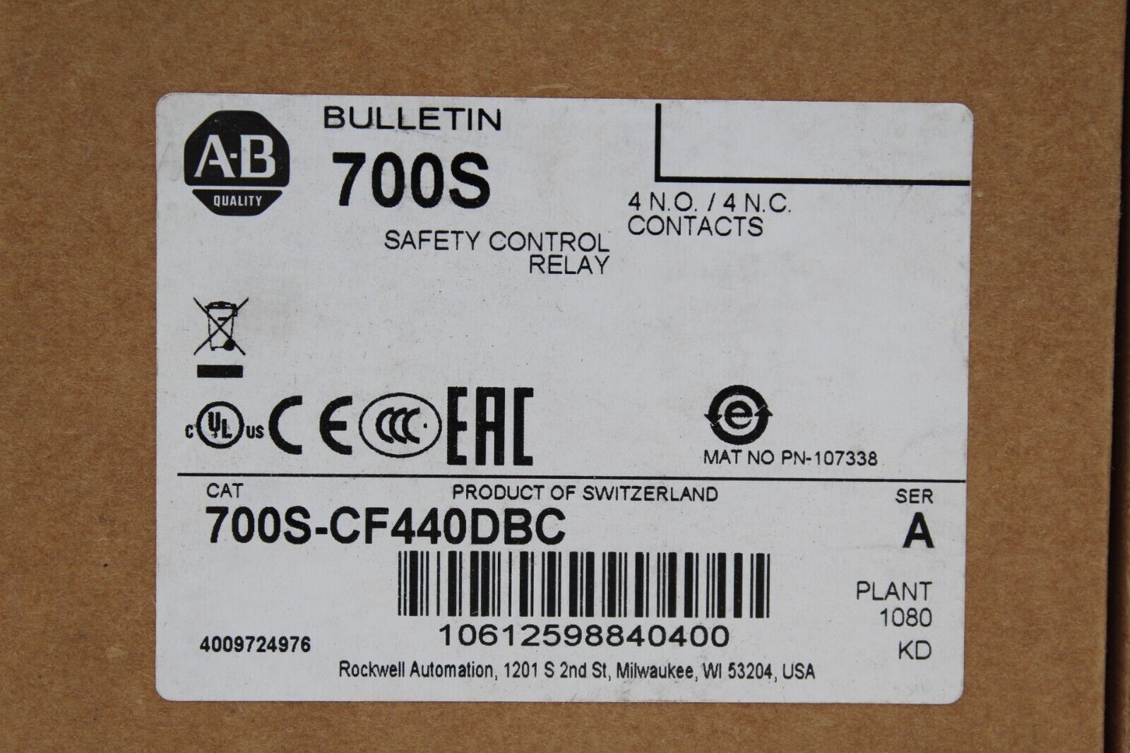 Allen Bradley 700S-CF440DBC Safety Control Relay