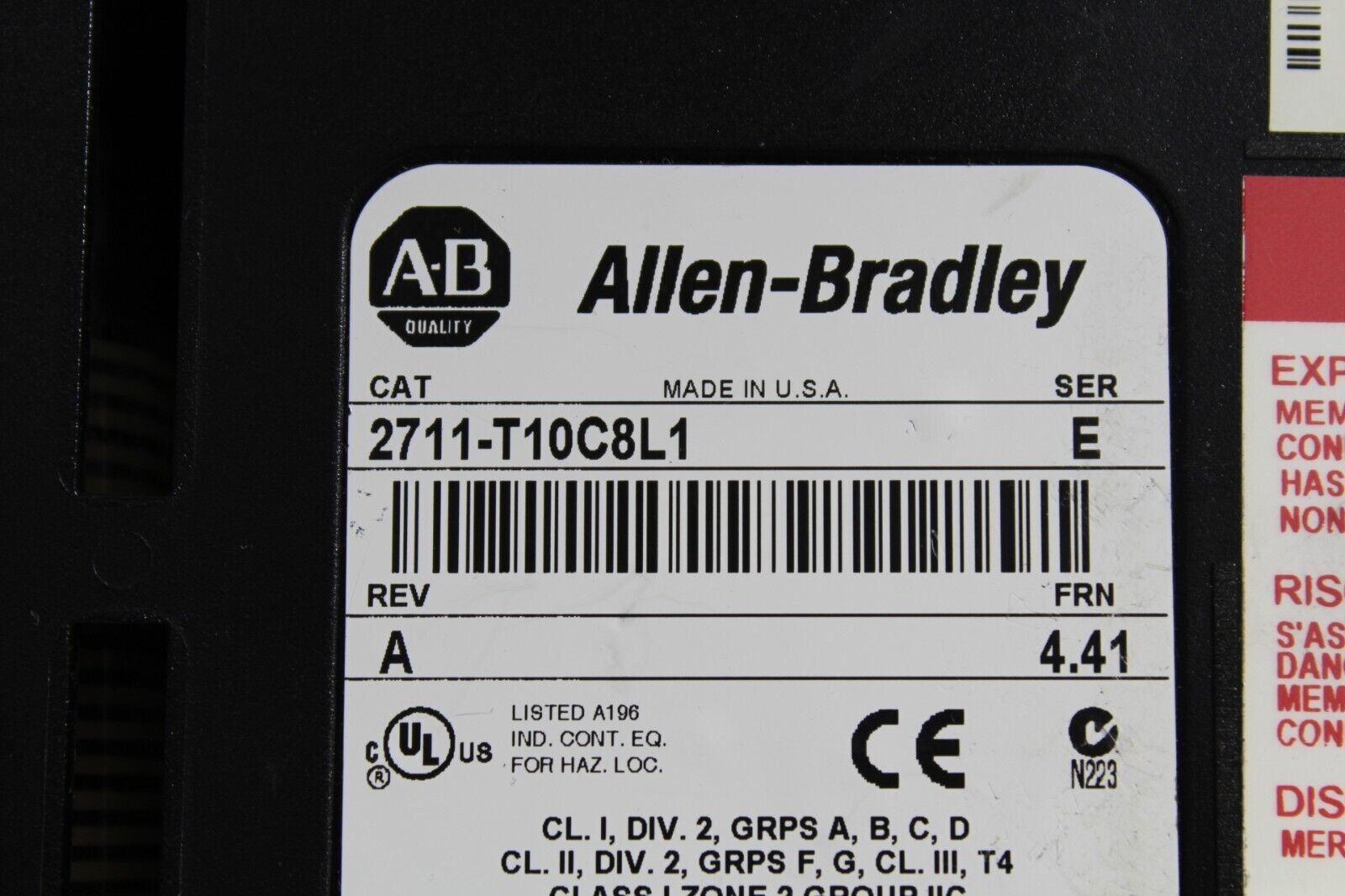 Allen Bradley 2711-T10C8L1 PanelView 1000