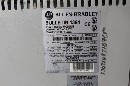 Allen-Bradley 1394C-SJT05-A Digital Servo w/ Interface (Broken Tab)