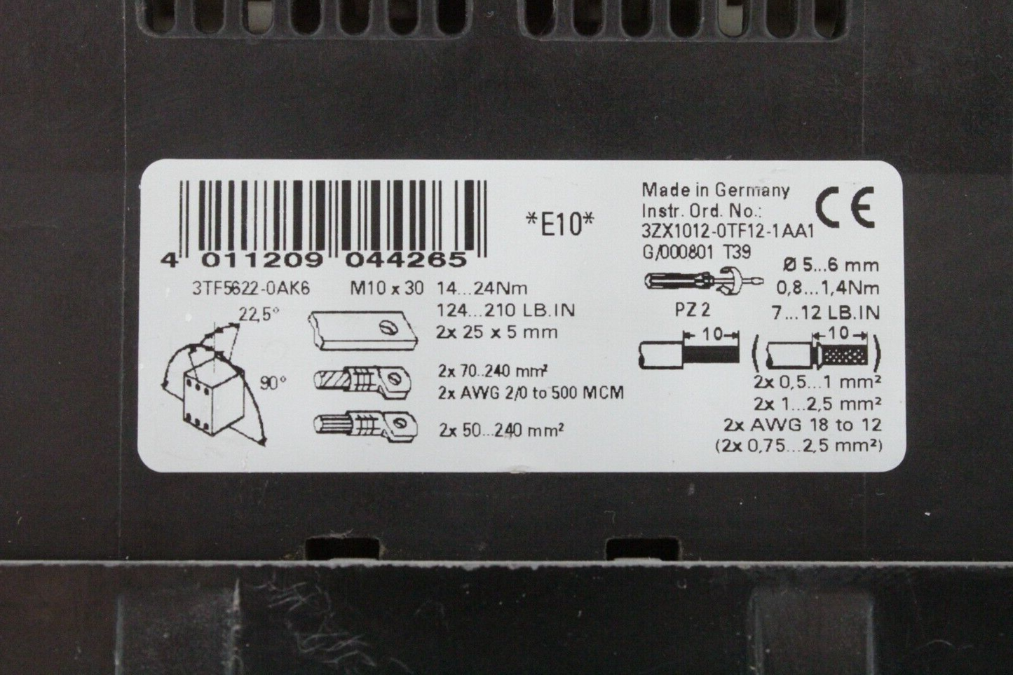 Siemens 3TF5622-0AK6 Contactor Control System