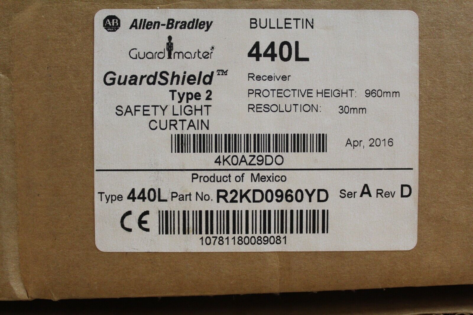 Allen Bradley 440L-R2KD0960YD Safety Light