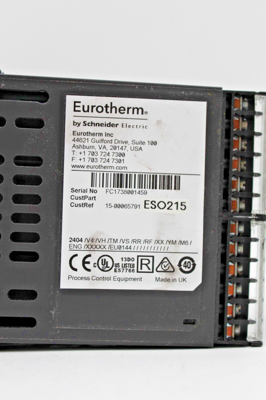 Eurotherm 2404/V4/VH/TM/VS/RR/RF/XX/YM/M6/ENG/XXXXX/EU0144 Temp Controller