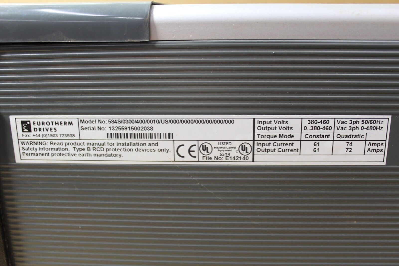 Eurotherm 584S/0300/400/0010/US/000/0000/000/00/000/000 Drive