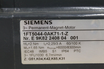 Siemens 1FT5044-1AF71-3AA0 Motor New No Box*