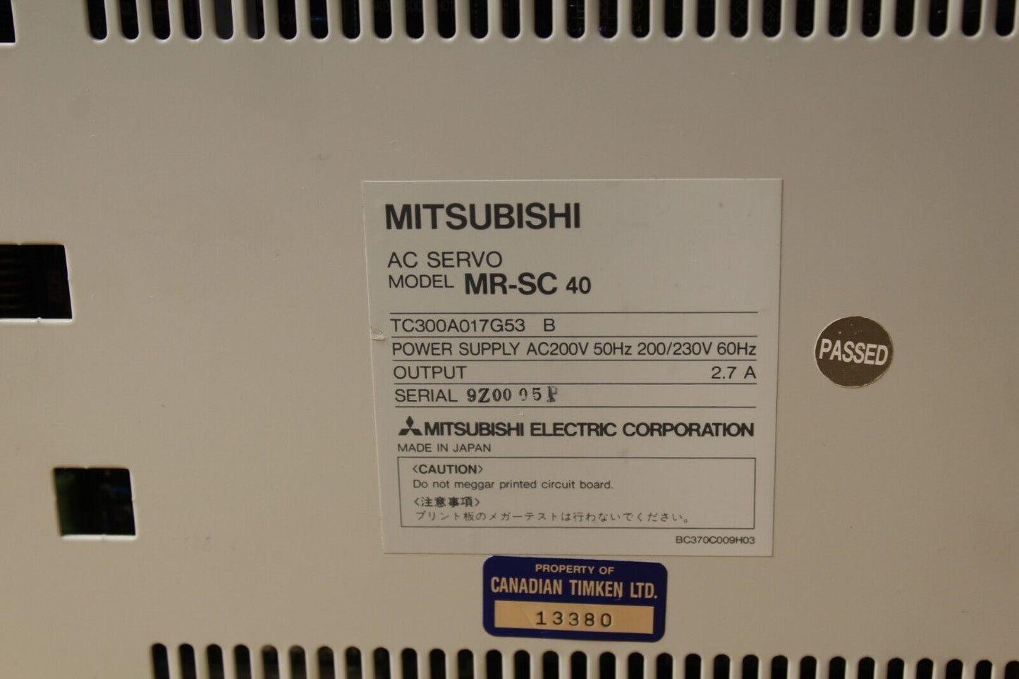 Mitsubishi TC300A017G53 AC Servo Drive