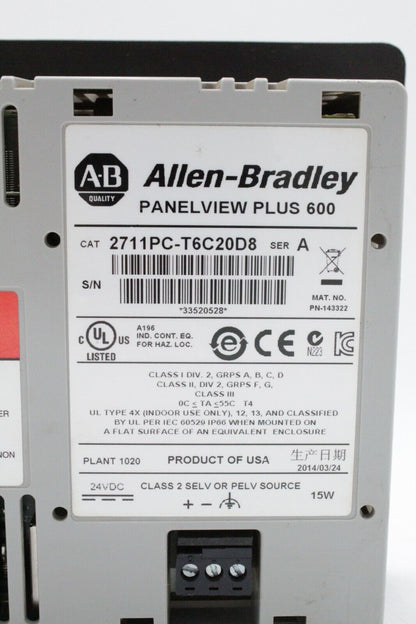 Allen-Bradley 2711PC-T6C20D8 PanelView Plus 600