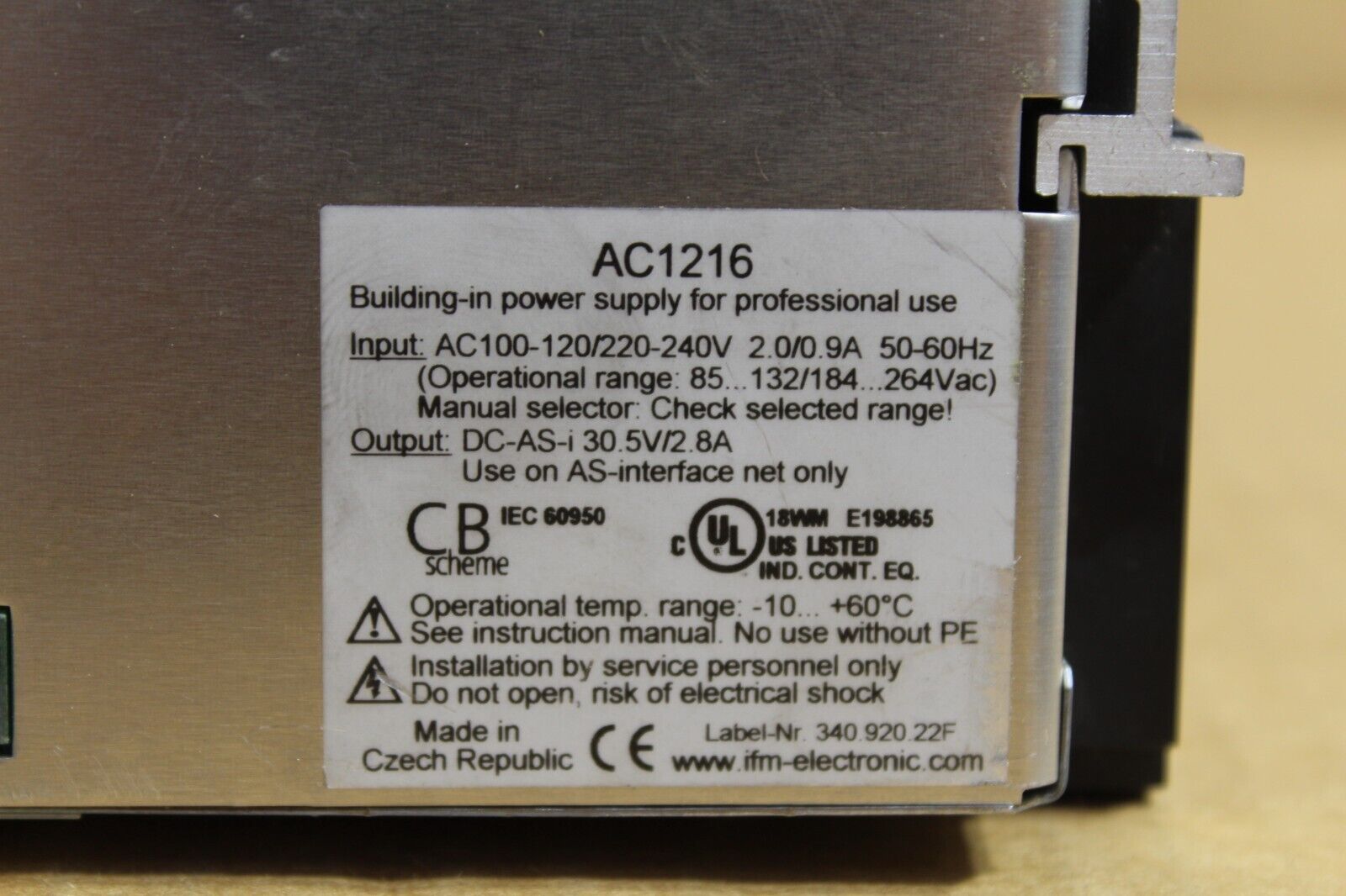 IFM Electric AC1216 Power Supply