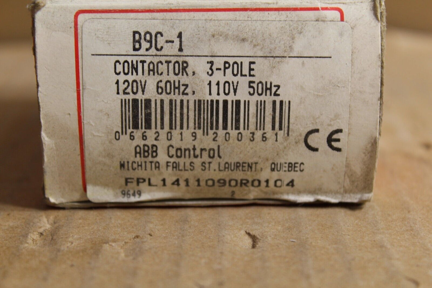 ABB FPL1411090R0104 Contactor B9C-1