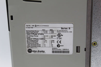 Allen-Bradley 20BD5P0A3AYNANC0 PowerFlex 700 AC Drive (Small Crack)