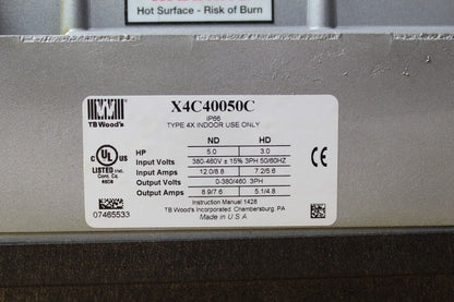 TB Woods X4C40050C 5 HP AC Drive