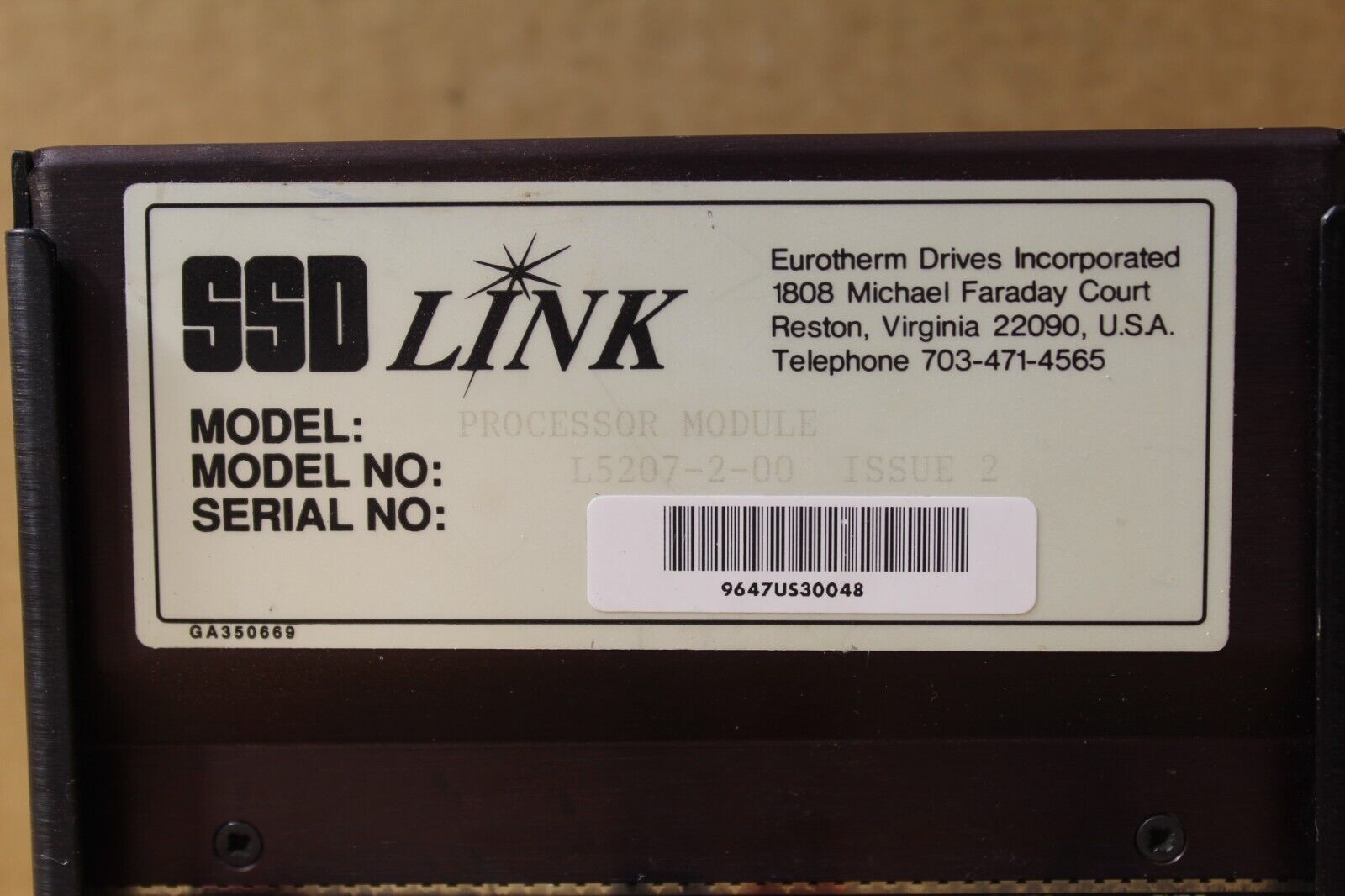 Parker SSD Link L5207-2-00 Processor Module