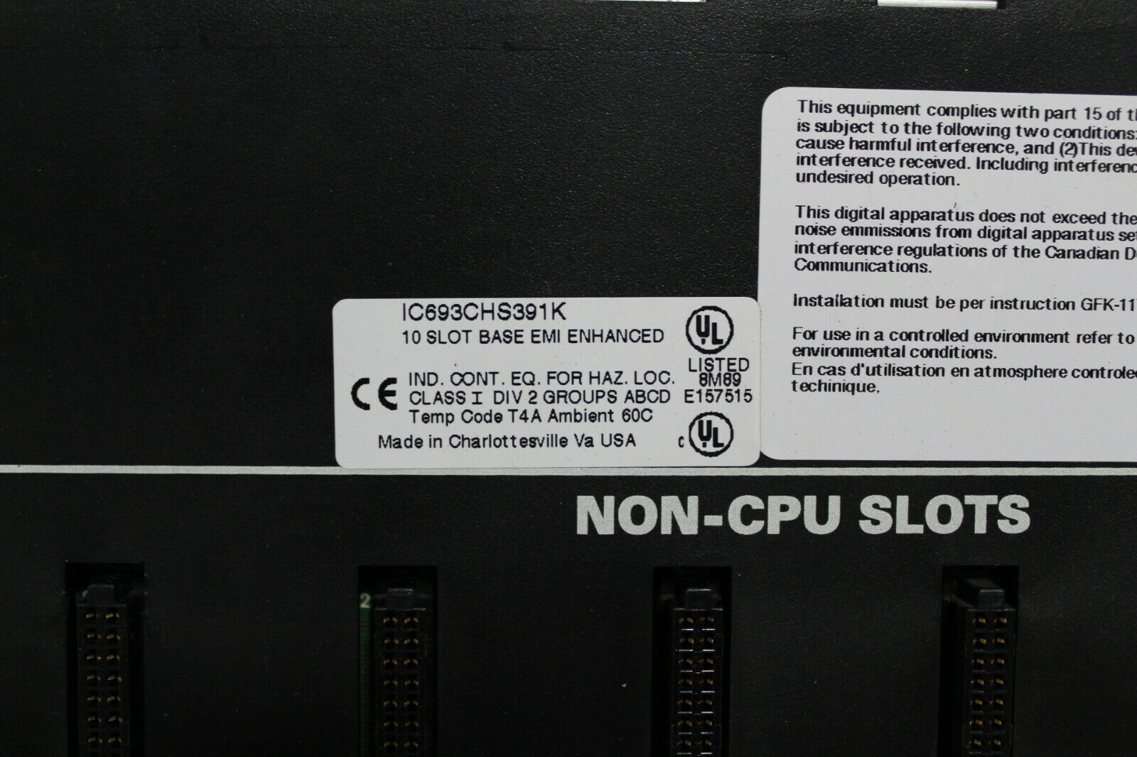 GE Fanuc IC693CHS391K 10 Slot Base EMI