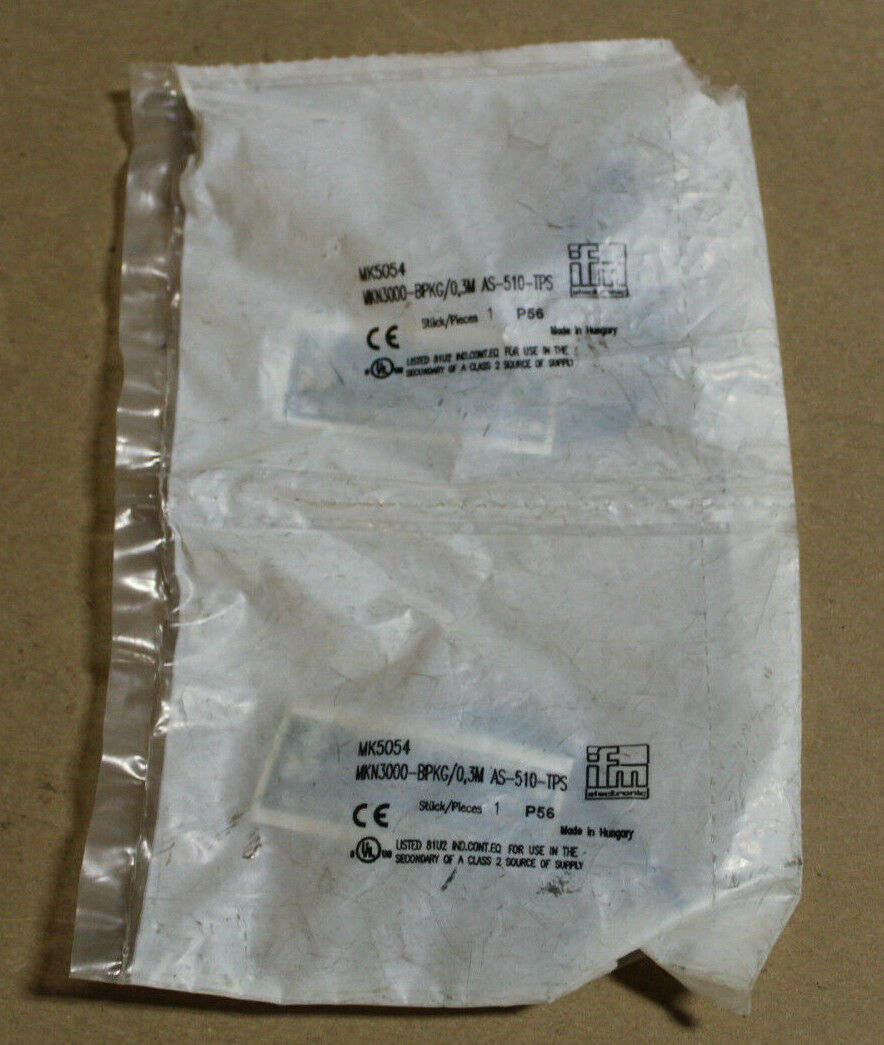 IFM MKN3000-BPKG/0,3M AS-510-TPS Sensor MK5054 (Lot of 2)