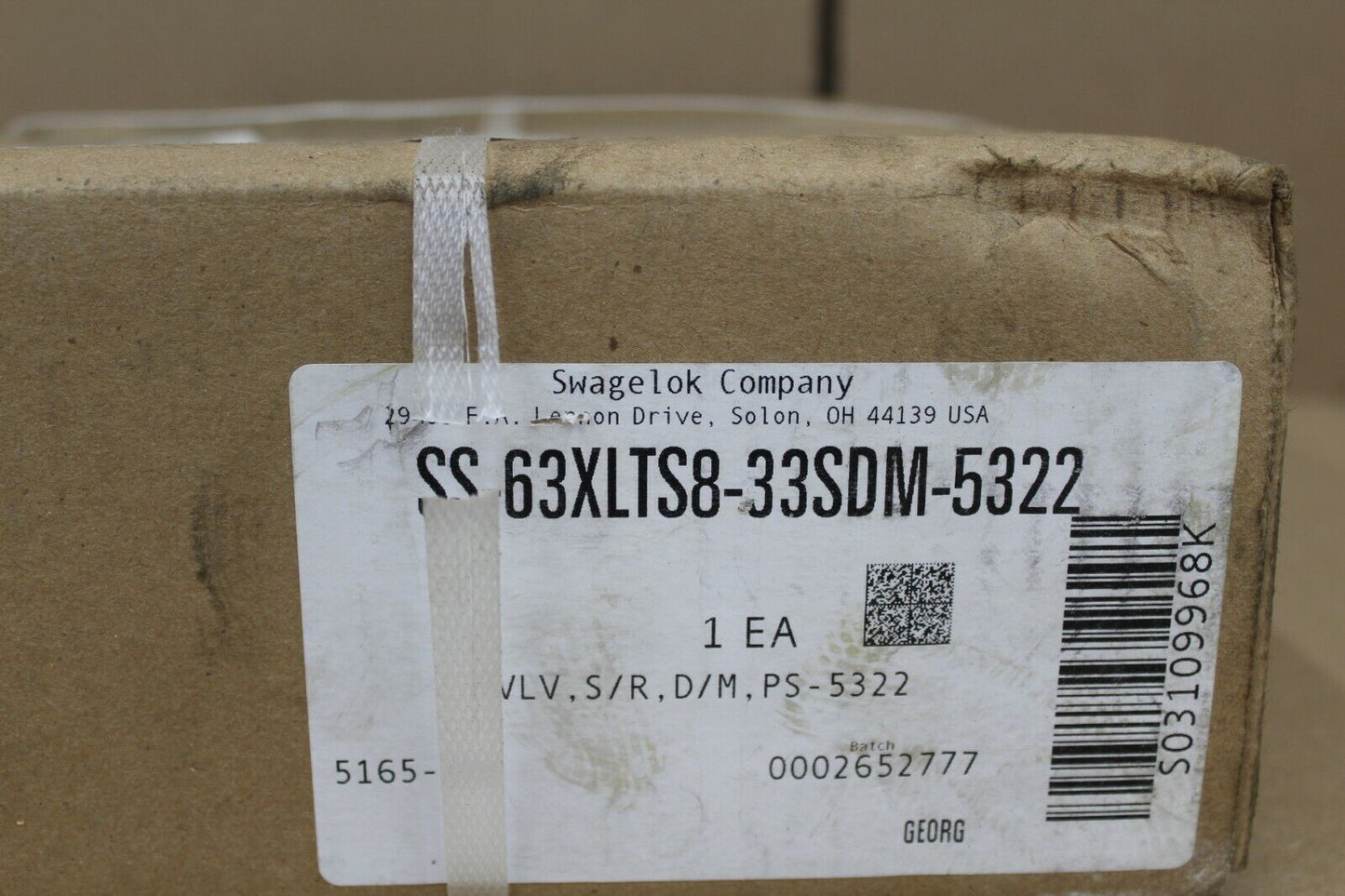 Swaglok SS-63XLTS8-33SDM-5322 Valve