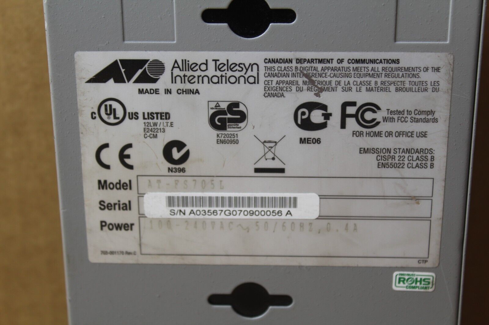 Allied Telesyn International AT-FS705L Industrial Ethernet Switch