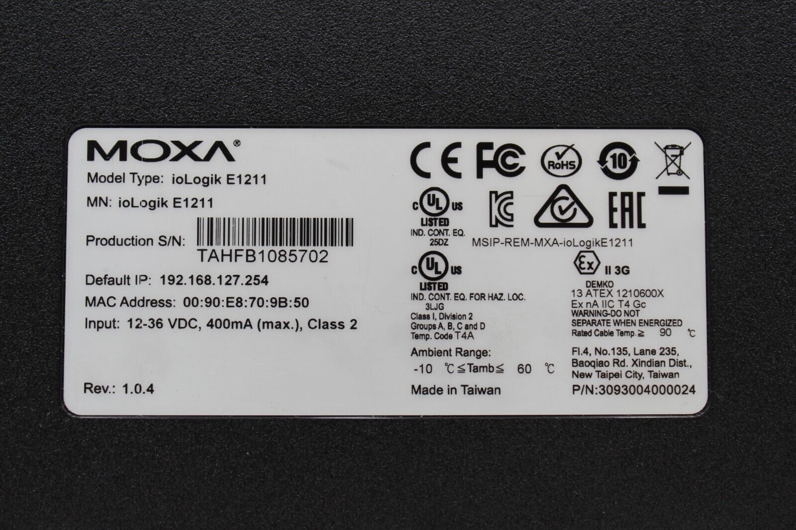 Moxa ioLogikE1211 Ethernet Module
