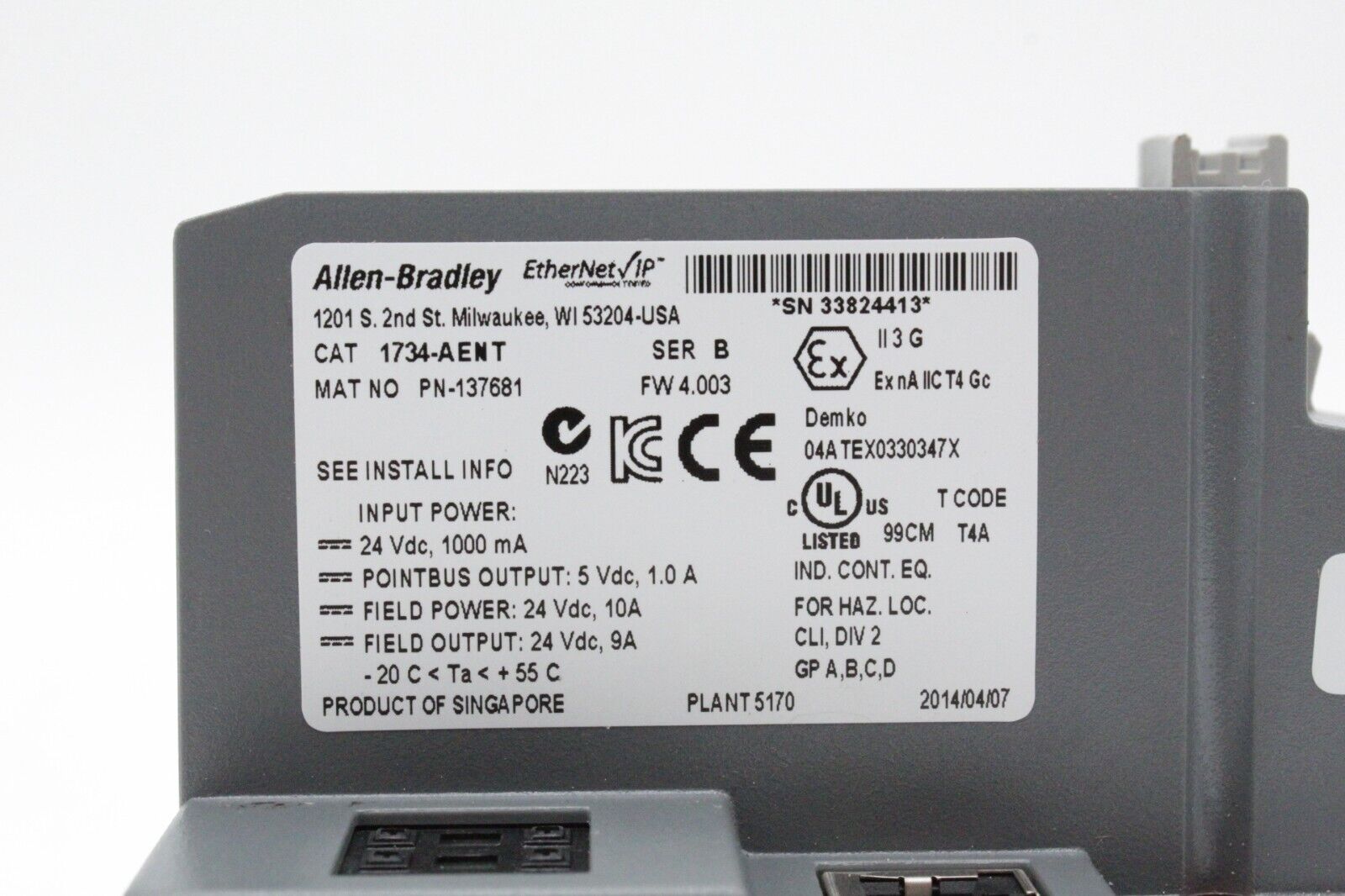 Allen-Bradley 1734-AENT Ethernet/IP I/O Adapter
