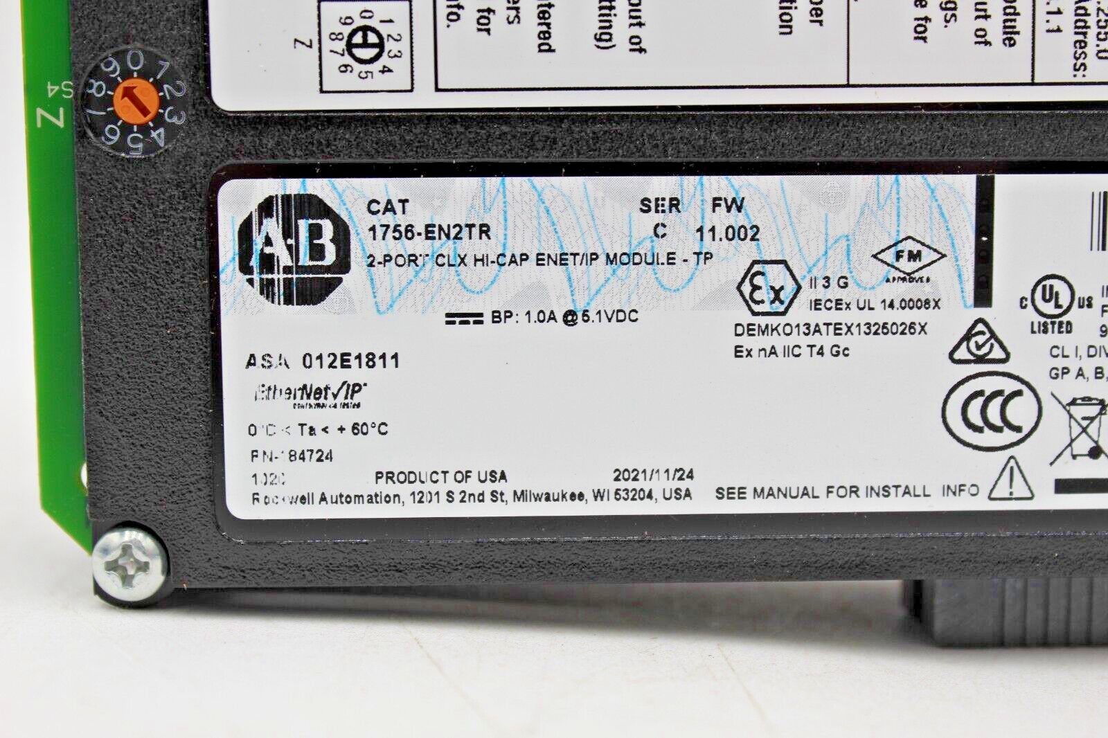 Allen-Bradley 2021 1756-EN2TR /C 2-Port CLX HI-CAP ENET/IP Module NNB