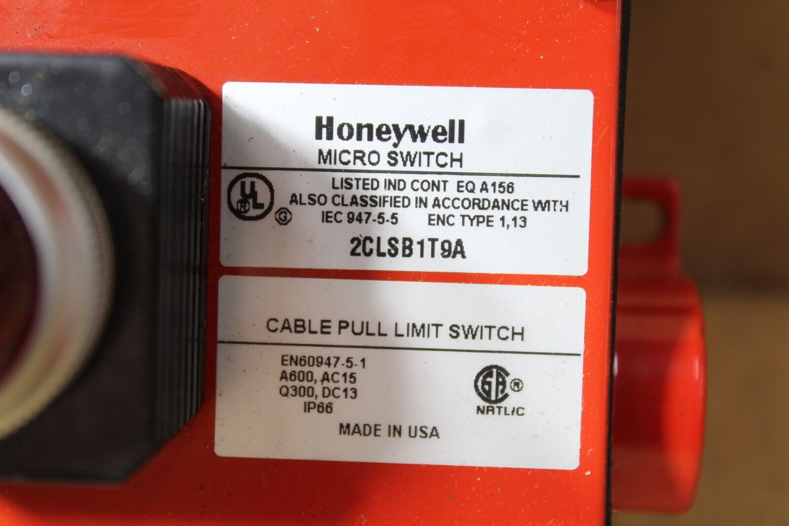 Honeywell 2CLSB1T9A Cable Pull Limit Micro Switch