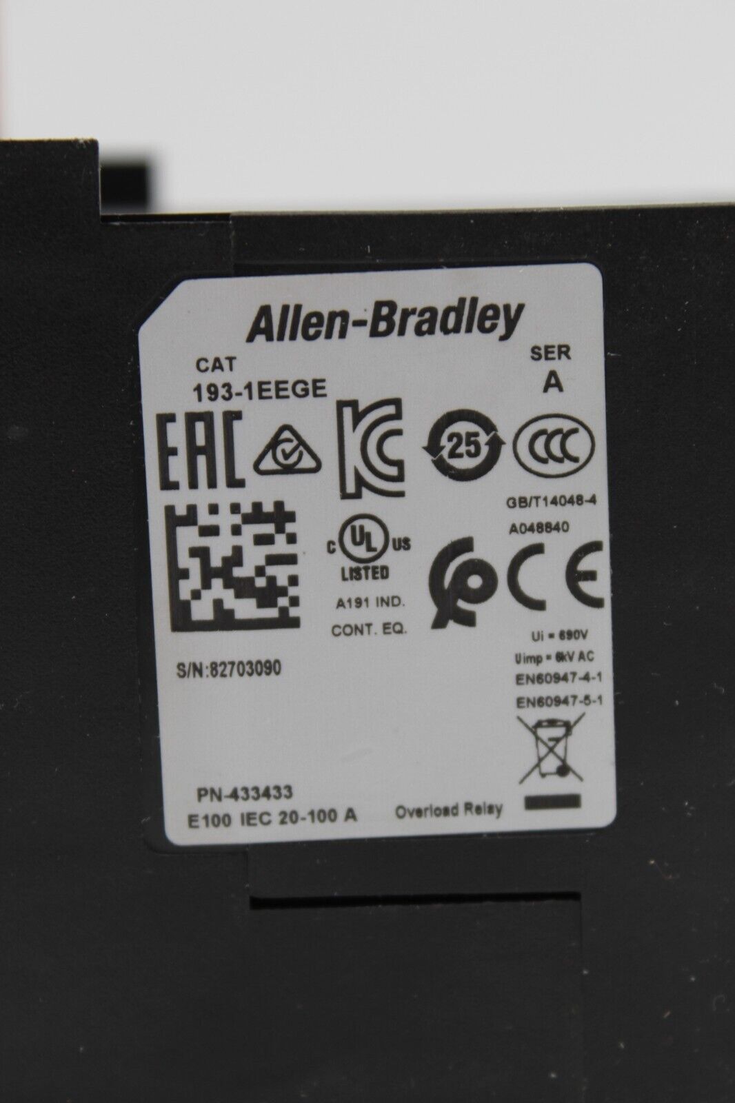Allen-Bradley 193-1EEGE Overload Relay