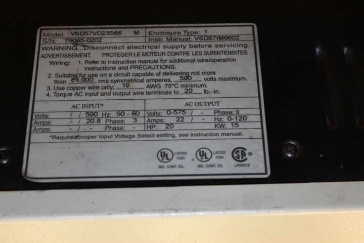 SQUARE D VSD57VD23S66 VARIABLE SPEED AC DRIVE