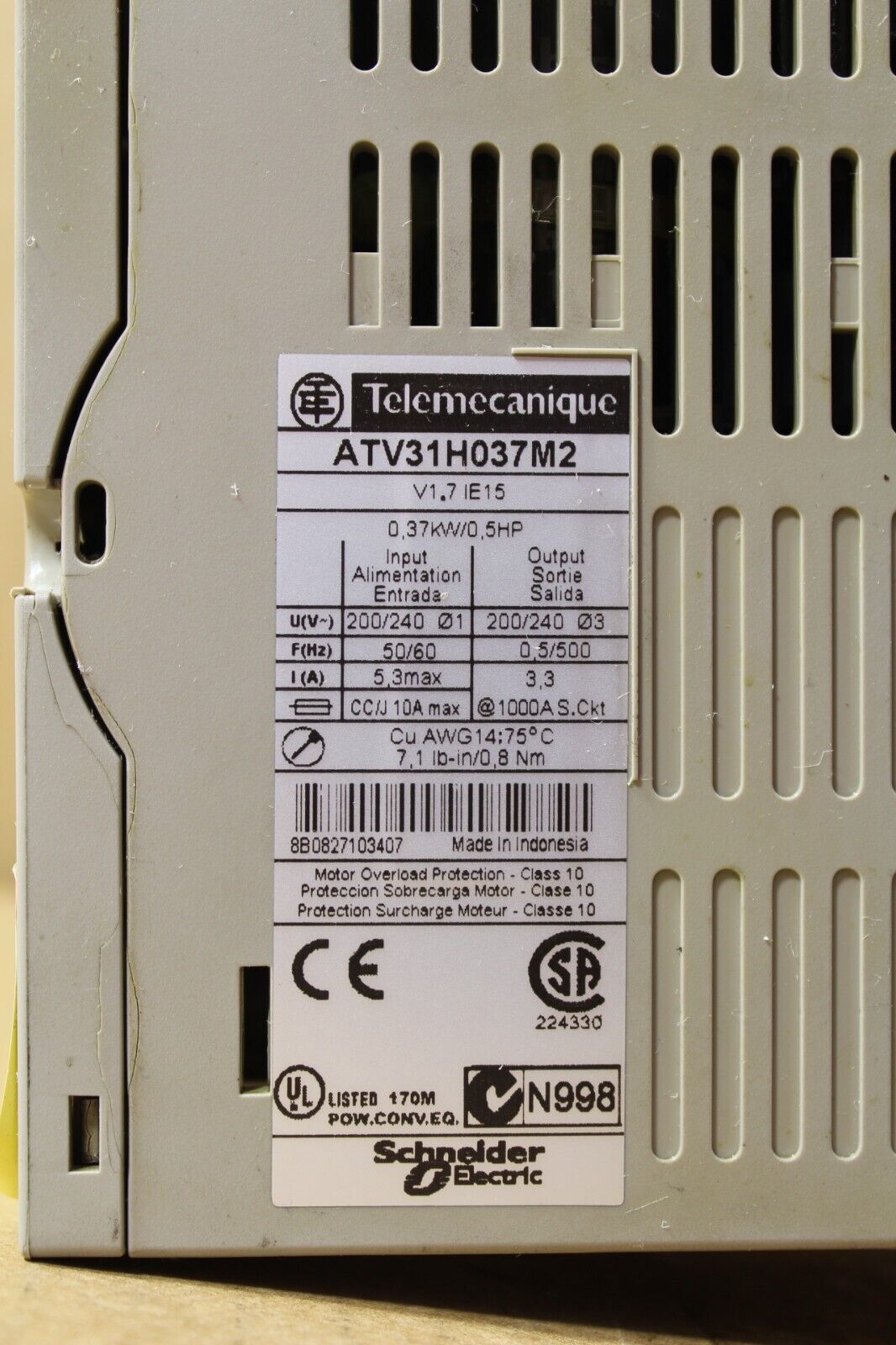 Telemecanique ATV31H037M2 Frequency Converter